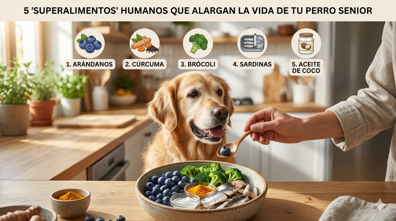 Dieta natural para perros mayores: 5 superalimentos